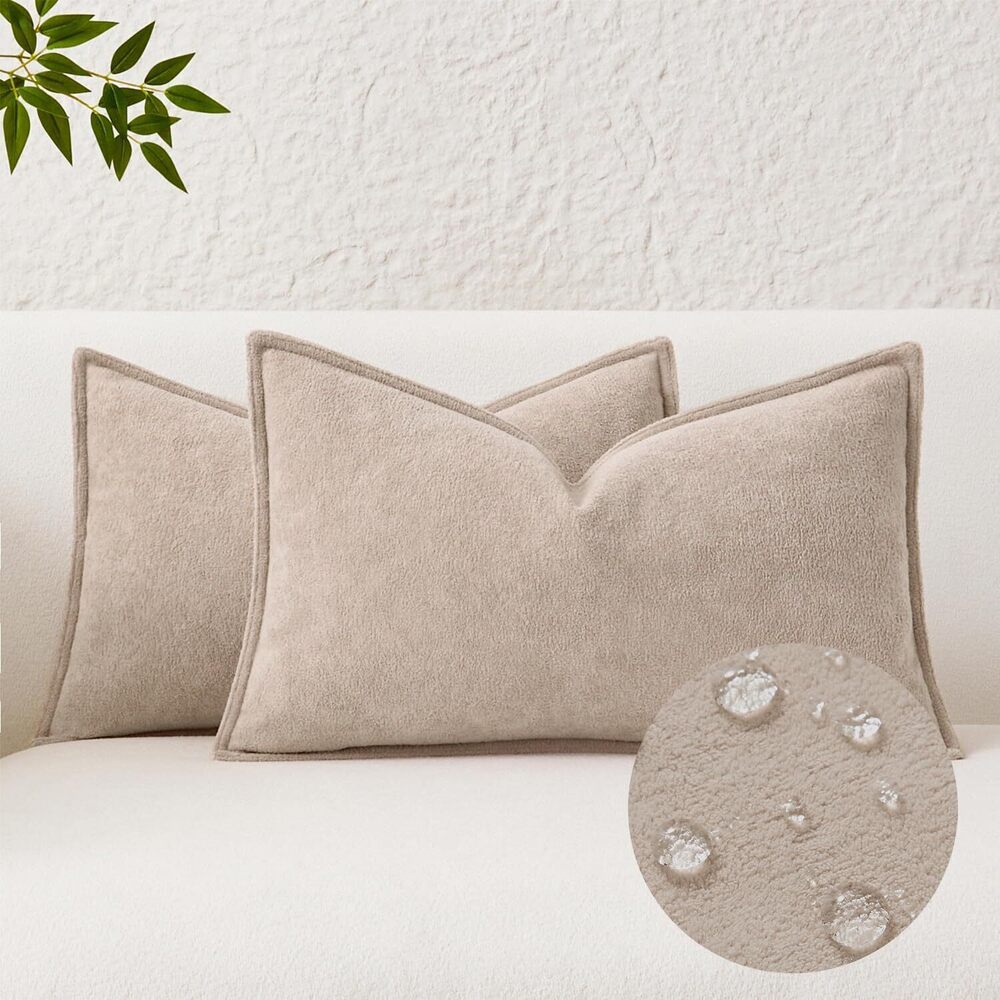 7404 Kevin Textile Waterproof Decorative Pillow Covers Khaki 12x20 Inch